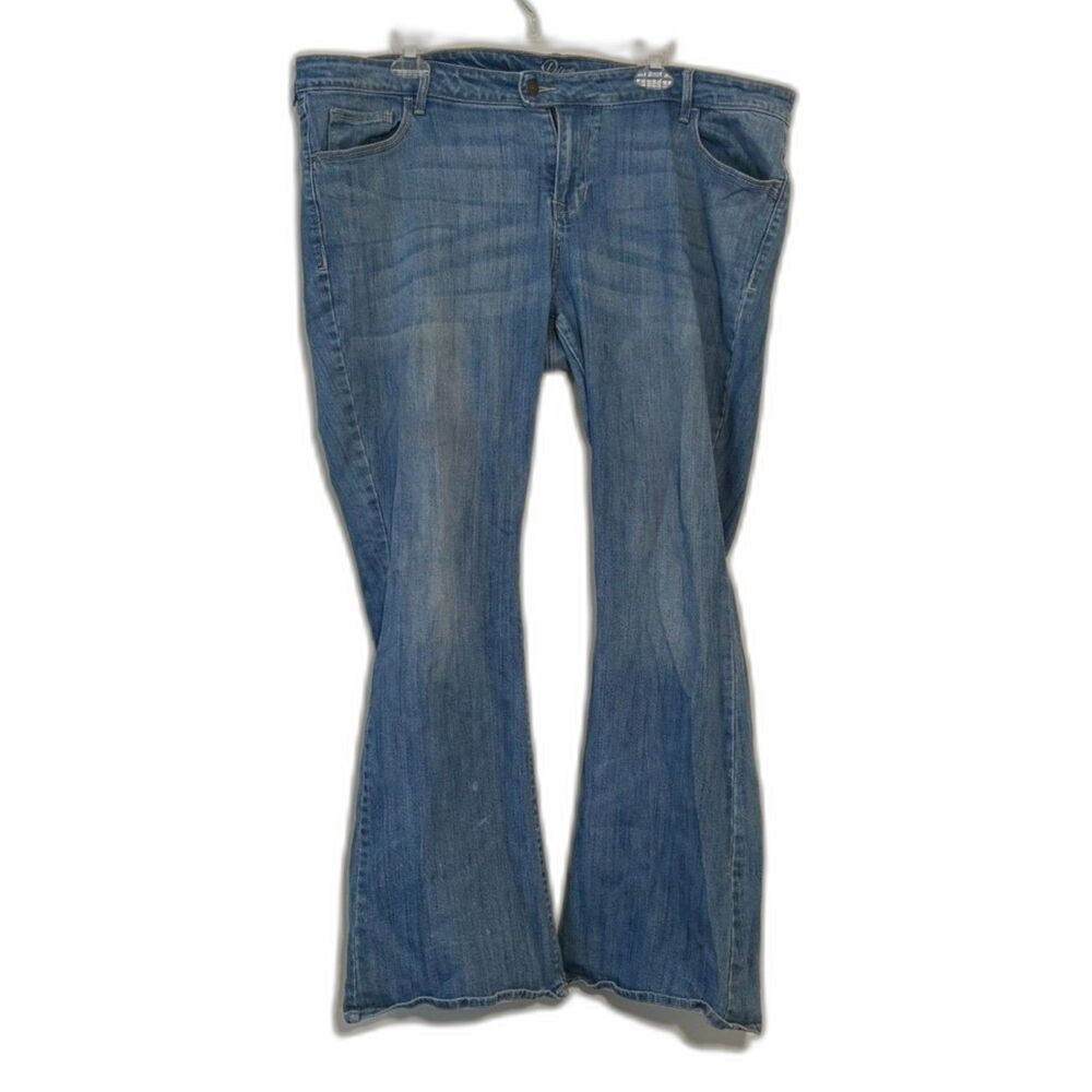 Old Navy The Diva Flare Jeans Light Wash Flap Back Pockets Stretch Womens 18